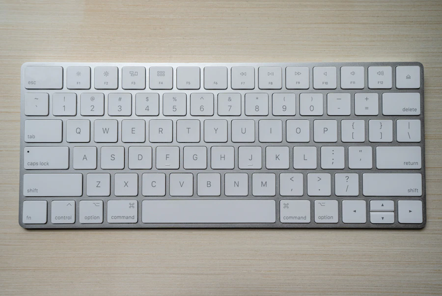 Compact mechanical keyboard on a wooden surface